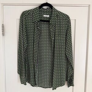 Equipment Green and Black Geometric Top